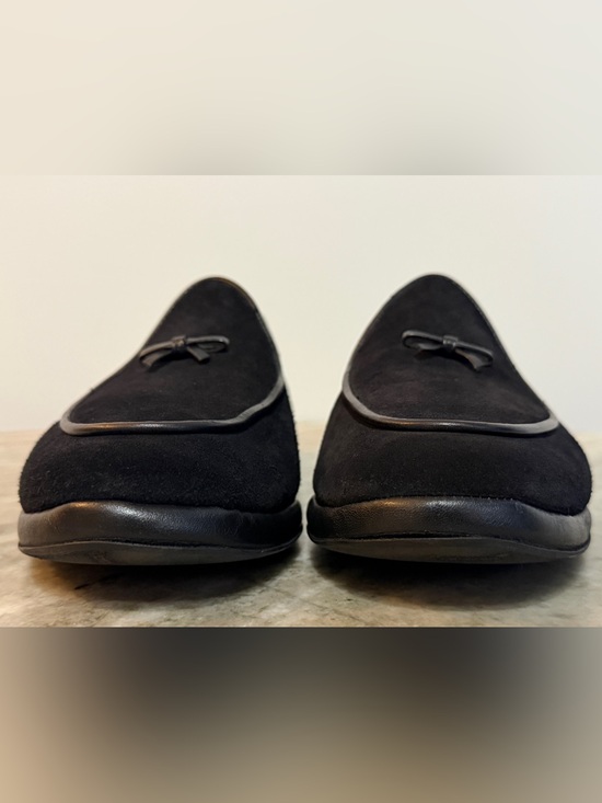 BELGIAN SHOES MR CASUAL LOAFER BLACK SUEDE SLIPPERS 12  $850 BOW TIE main image 8